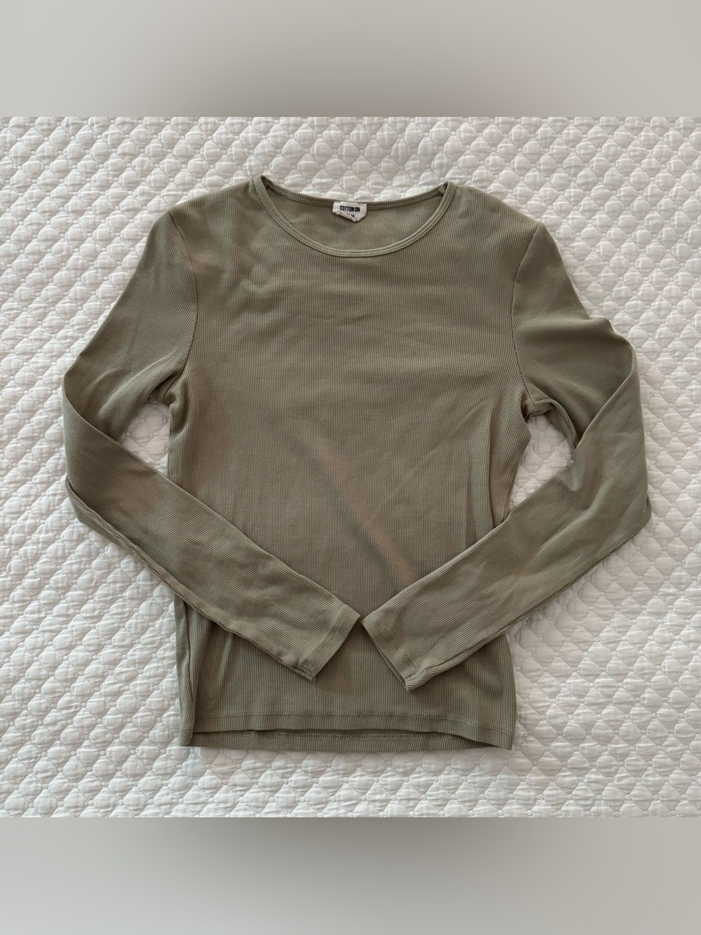 Cotton On - Ribbed Crew Neck Top in Olive Green